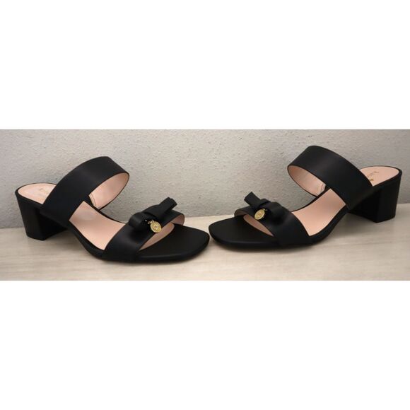 Kate Spade Women's Sz 7.5B Black Helena Two Band Bow Sandals w/Charms - Picture 16 of 16